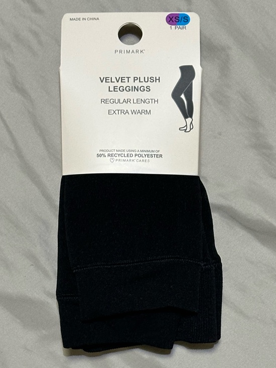 Primark Pants - Velvet Plush Leggings Black - XS/S